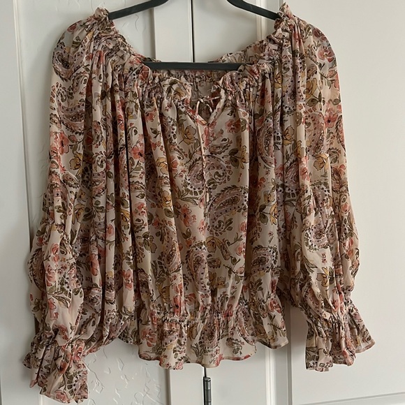 Dress Forum - Light Pink Flowery Long Sleeved Blouse - Picture 1 of 7